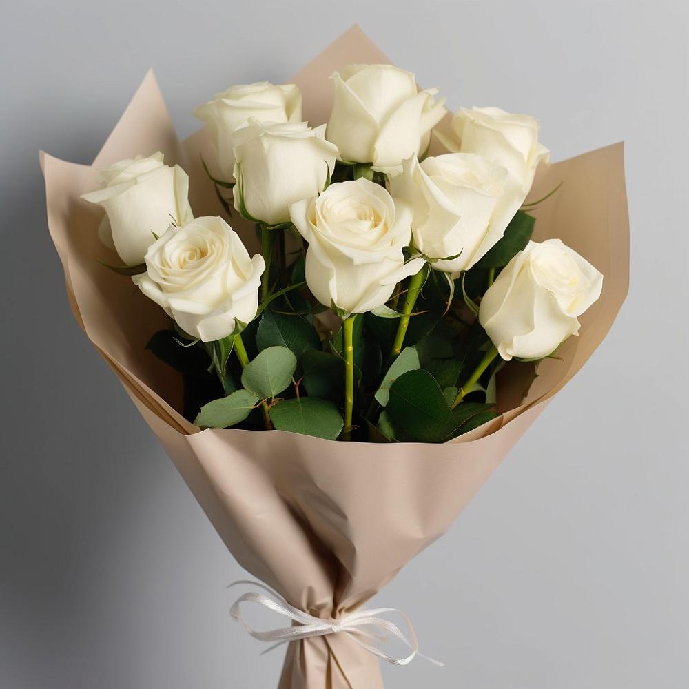 Букет 9 Белых роз Эдлесс Лав в Новогагатли