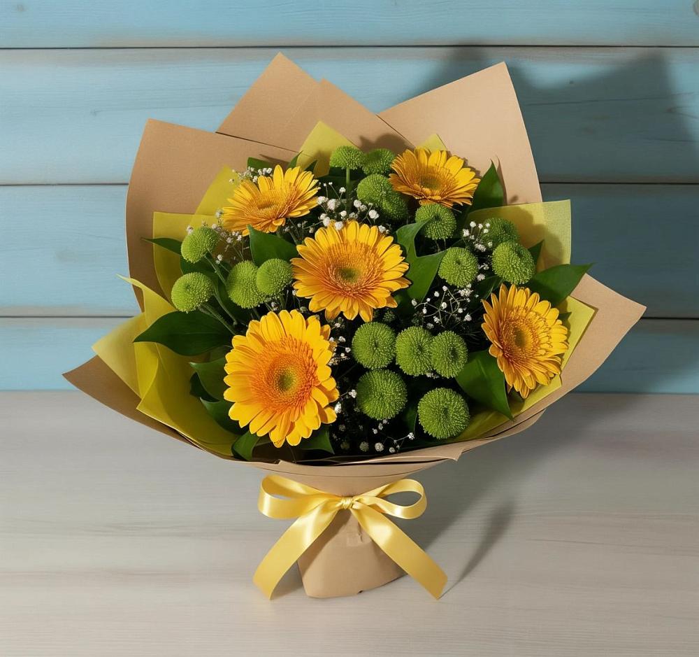 Букет цветов из: Герберы и Хризантемы в Новогагатли