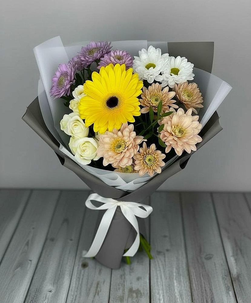 Букет цветов из: Розы, Герберы и Хризантемы в Новогагатли