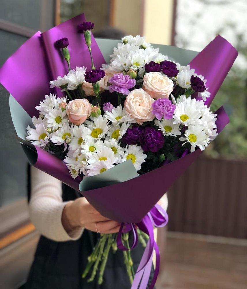 Букет цветов из: Хризантемы, Гвоздики и Розы в Новогагатли