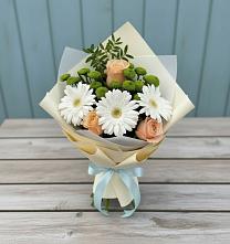 Букет цветов из:  Герберы, Розы и Хризантемы #REPLACE_PRED# Новогагатли