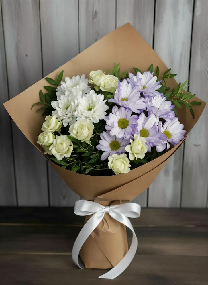 Букет цветов из: Хризантемы и Розы в Новогагатли